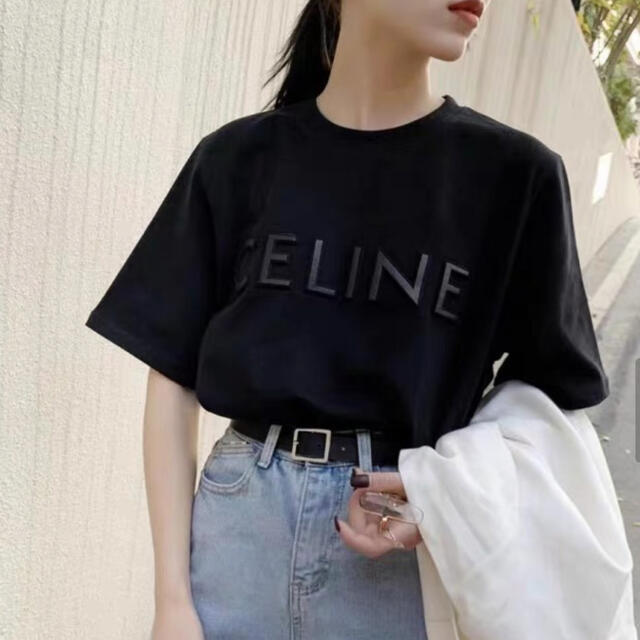 CELINE? 半袖Tシャツ ブラック 黒 M  レディースのトップス(Tシャツ(半袖/袖なし))の商品写真