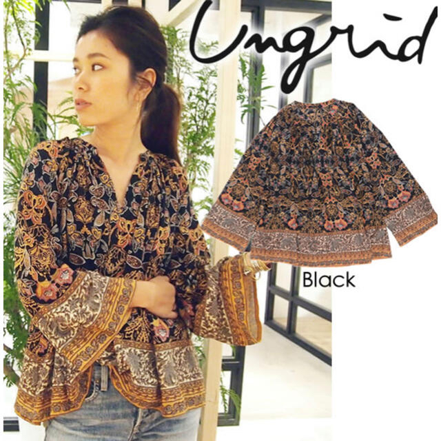 Ungrid(アングリッド)の【あっこ様専用】Ungrid ダークフラワープリントブラウス レディースのトップス(シャツ/ブラウス(長袖/七分))の商品写真