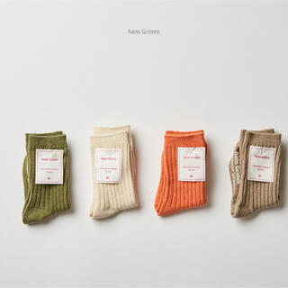 韓国子供服　orange socks 4set キッズソックス　新品(靴下/タイツ)