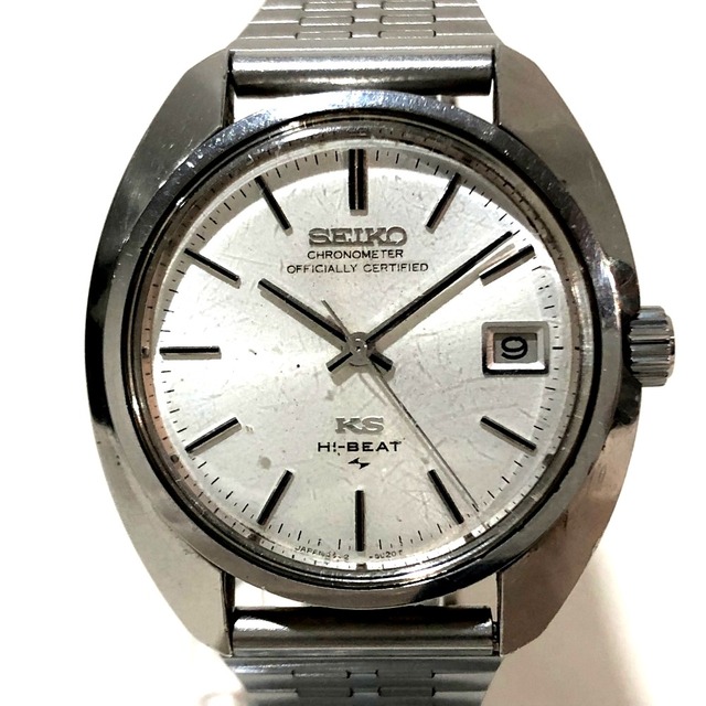 日付表示文字盤カラーセイコー SEIKO ハイスピード クロノメーター 4502-8010 キングセイコー スーペリア デイト 手巻 腕時計 SS シルバー