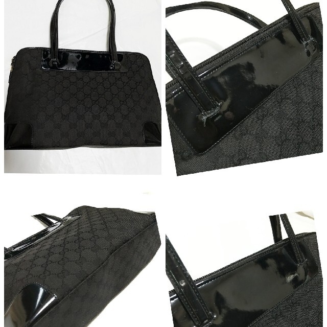 Gucci(グッチ)の【専用】GUCCI グッチ GG柄 キャンパス エナメル トートバッグ  レディースのバッグ(ショルダーバッグ)の商品写真