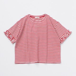 ディディジジ(didizizi)の[didizizi]袖フリルボーダーTシャツ(Tシャツ(半袖/袖なし))