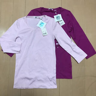ユニクロ(UNIQLO)のユニクロ　7分丈　クルーネックTシャツ　カットソー　(Tシャツ(長袖/七分))