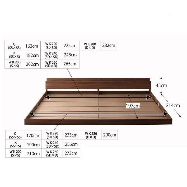 キングベッド 190cm 分割型　コンセント・マットレス付き　連結ベッド 黒 インテリア/住まい/日用品のベッド/マットレス(キングベッド)の商品写真