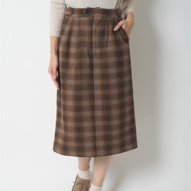 Crisp(クリスプ)のチェックタイトスカート＊ブラウン レディースのスカート(ひざ丈スカート)の商品写真