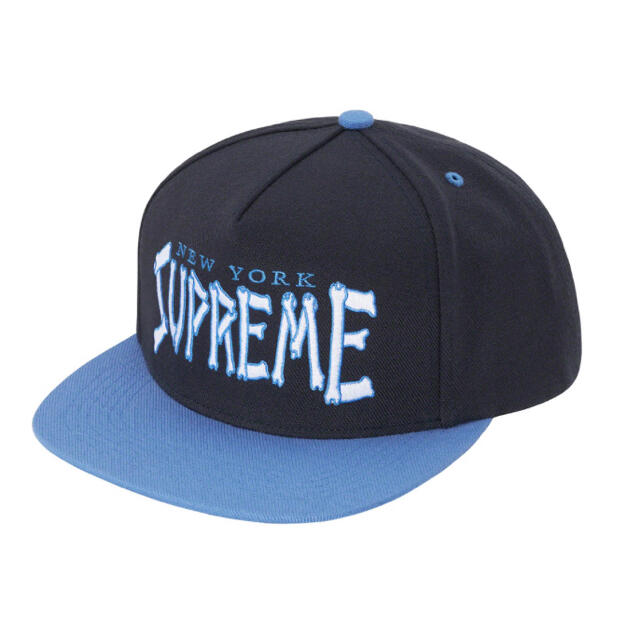 Supreme bones logo 5 panel cap navy