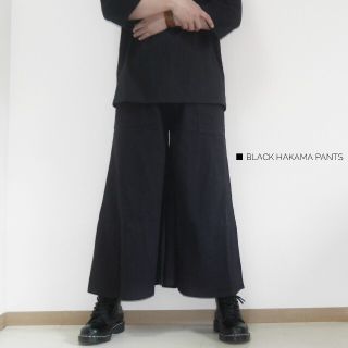 コットン black 袴パンツ ワイドパンツ ガウチョパンツ(サルエルパンツ)