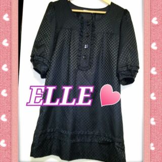 エル(ELLE)のELLE♪光沢blackドットワンピ(ひざ丈ワンピース)