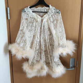 ♡新品未使用♡lilLilly レース ロング フェザーガウン レース ファー