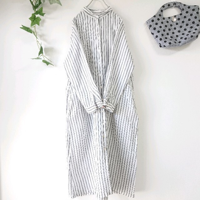 nest robe *リネンストライプシャツワンピース*