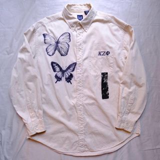 ギャップ(GAP)のOLD GAP 90s ハンドペイント ボタンダウンシャツ オフホワイト L(シャツ)