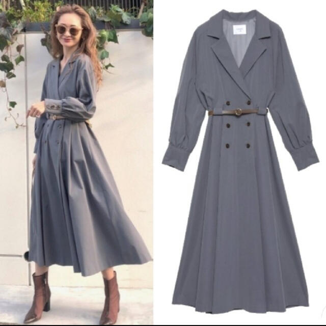 Ameri VINTAGE(アメリヴィンテージ)のLONG COAT LIKE BELT DRESS トレンチワンピース　Mサイズ レディースのワンピース(ロングワンピース/マキシワンピース)の商品写真