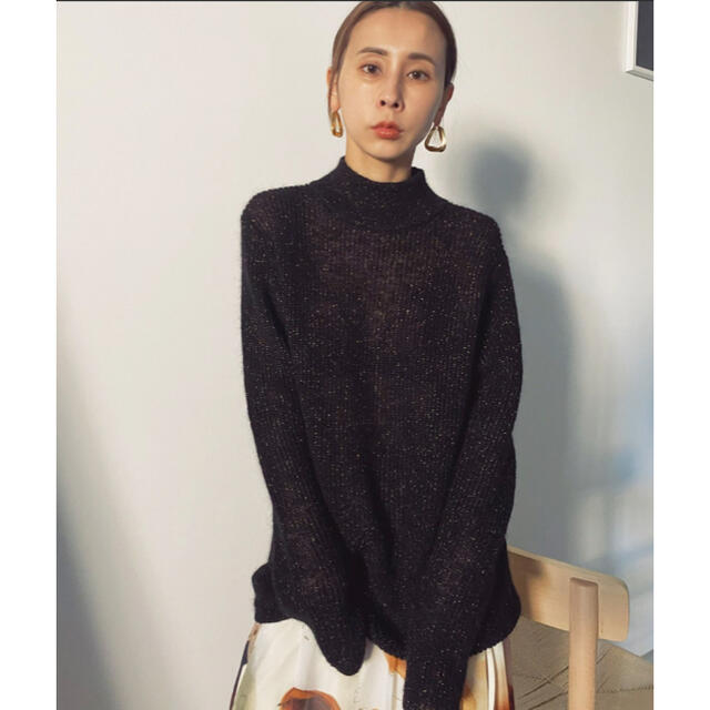 AMERI UNDRESSED GLITTER TURTLE KNIT ブラック