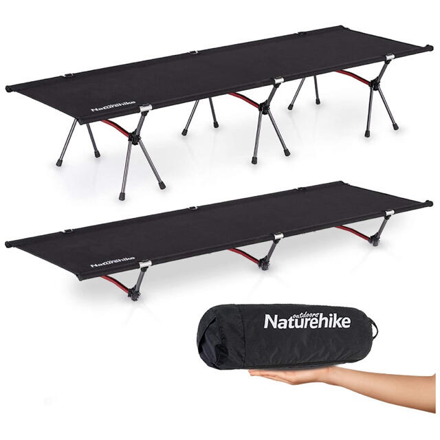 ネイチャーハイク コット Naturehikeブラック 最新式レバーロック装置付55×20×20cm耐荷重