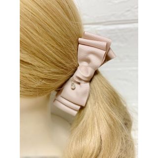 シンプルリボンバナナクリップ(ベージュ)(ヘアアクセサリー)