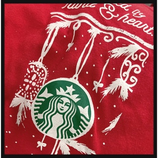 ꒰Starbucks꒱バックプリント Tシャツ 赤 半袖 トップス LサイズOK(その他)