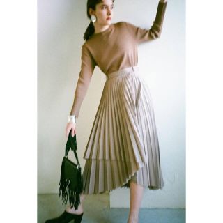 ステュディオス(STUDIOUS)のclane WRAP PLEATS SKIRT ベージュ(ロングスカート)