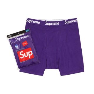 シュプリーム(Supreme)の国内直営店正規品 Supreme × Hanes ボクサーパンツ 紫 XLサイズ(ボクサーパンツ)