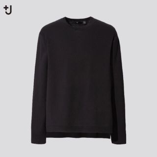 ユニクロ(UNIQLO)のユニクロ＋J シルクコットンクルーネックセーター(長袖) XL ブラック(ニット/セーター)