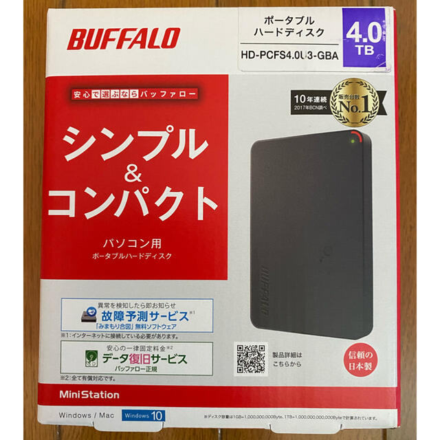 Buffalo ポータブルHDD 4TB【1枚】