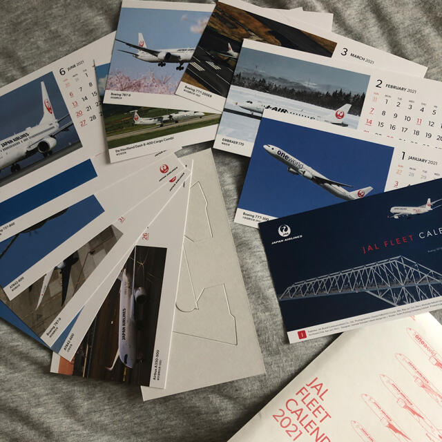 JAL(日本航空)(ジャル(ニホンコウクウ))のJAL 2021 FLEET 卓上カレンダー インテリア/住まい/日用品の文房具(カレンダー/スケジュール)の商品写真