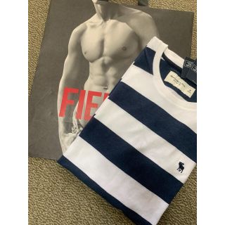 アバクロンビーアンドフィッチ(Abercrombie&Fitch)の☆アバクロ メンズワンポイントボーダークルーネックTシャツ☆M(Tシャツ/カットソー(半袖/袖なし))