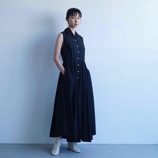 ヤエカ(YAECA)のfoufou ノースリーブオープンカラードレス　THE DRESS 23(ロングワンピース/マキシワンピース)