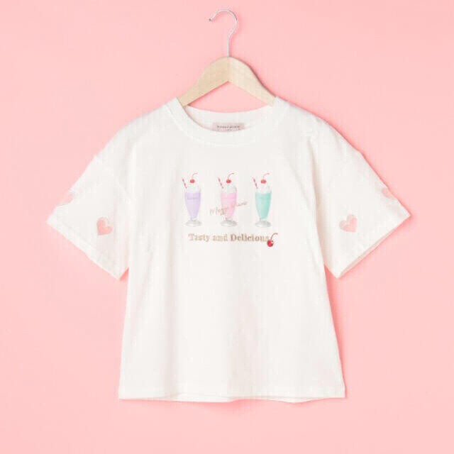 mezzo piano junior - メゾピアノタグ付きクリームソーダプリント袖ハートくりぬきTシャツ140、150の通販 by