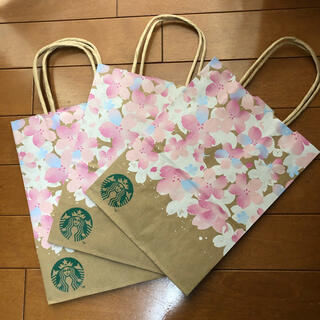 スターバックスコーヒー(Starbucks Coffee)のスターバックス　紙袋　桜柄　3枚セット(ショップ袋)