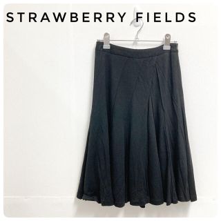 ストロベリーフィールズ(STRAWBERRY-FIELDS)の【オシャレスカート】ストロベリーフィールズ 　ヒザ丈スカート　黒(ひざ丈スカート)