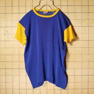 60s MASON バックプリント 半袖レーヨンTシャツ ブルーXS aw124(Tシャツ/カットソー(半袖/袖なし))