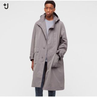 ユニクロ(UNIQLO)のユニクロ＋J オーバーサイズフーデッド ロングコート Mサイズ グレー(モッズコート)