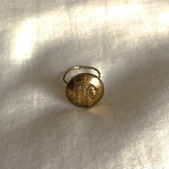 flower(フラワー)の୨୧ Vintage rétro cheetah Button Ring ハンドメイドのアクセサリー(リング)の商品写真