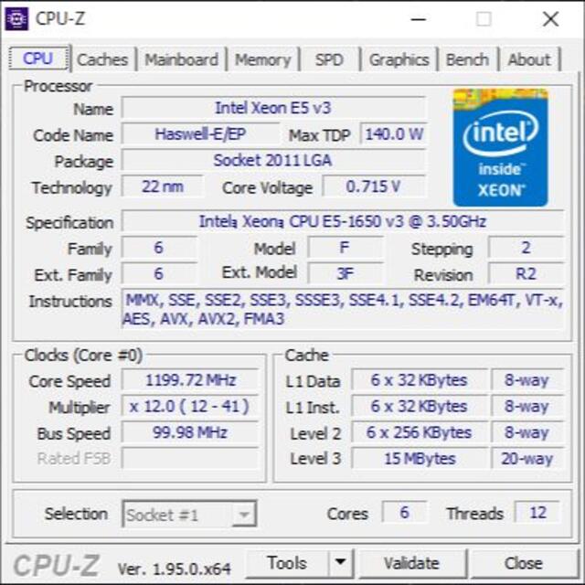 【動作確認済】CPU Intel Xeon E5-1650V3　① 2