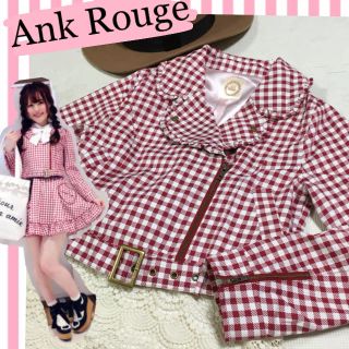 アンクルージュ(Ank Rouge)の美品 Ank Rouge ギンガムチェック ライダース(ライダースジャケット)