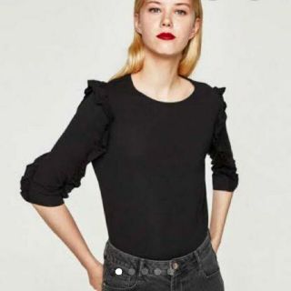 ザラ(ZARA)のZARA フリルトップス 七分丈(カットソー(長袖/七分))