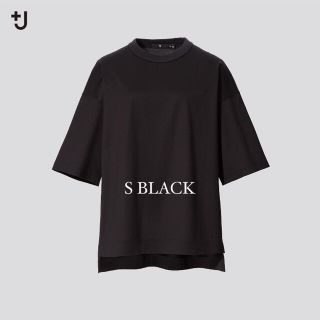 ユニクロ(UNIQLO)の＋J スーピマコットン　オーバーサイズT（5分袖）　BLACK(Tシャツ/カットソー(半袖/袖なし))