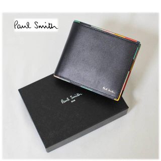 Paul Smith ポールスミス 箱付新品 牛革 ストライプポップ 2つ折り財布 紺 プレゼントの通販 ラクマ