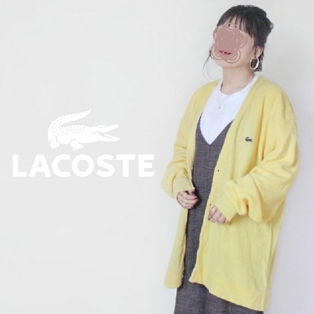 【８０s・ＵＳＡ製】Lacoste　ゆるふわ♡　黄色　ニット　ロングカーディガン