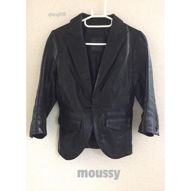 moussy(マウジー)の【moussy】七分袖 ラムレザージャケット黒 サイズ1 レディースのジャケット/アウター(その他)の商品写真