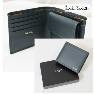 ポールスミス(Paul Smith)の《ポールスミス》箱付新品 牛革ブライトストライプステッチ 2つ折り財布 男女兼用(折り財布)