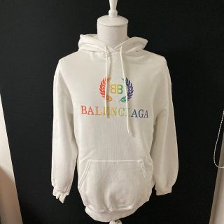 バレンシアガ(Balenciaga)のバレンシアガ　ホワイト　レインボー　ロゴパーカー(パーカー)