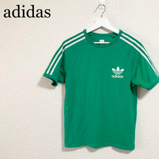 アディダス(adidas)のアディダスオリジナルス Tシャツ メンズM 緑 白 3ライン トレフォイルロゴ(Tシャツ/カットソー(半袖/袖なし))