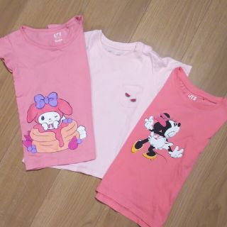 ユニクロ(UNIQLO)の女の子100cm半袖Tシャツ ３枚まとめて(Tシャツ/カットソー)