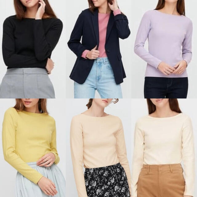 UNIQLO(ユニクロ)の中古 UNIQLO リブボートネックT  Sサイズ 3着セット レディースのトップス(カットソー(長袖/七分))の商品写真