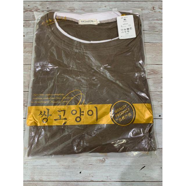 大特価セール！　レイヤード風　オーバーサイズ　Tシャツ　XLサイズ ブラウン メンズのトップス(Tシャツ/カットソー(半袖/袖なし))の商品写真