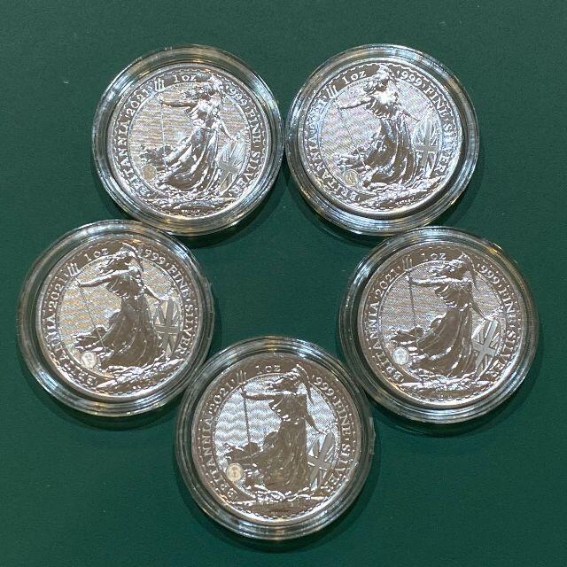 イギリス ブリタニア銀貨(2021年)5枚セット　-1オンス銀貨-その他