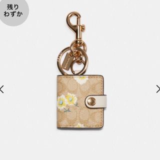 コーチ(COACH)の(最終価格)COACHバッグ チャーム ウィズ デイジー プリント(バッグチャーム)