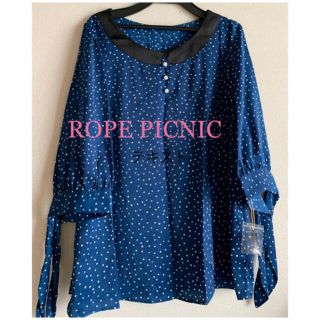 ロペピクニック(Rope' Picnic)の新品★ロペピクニック ROPE★袖リボン★ドット柄カットソー★トップス(カットソー(長袖/七分))