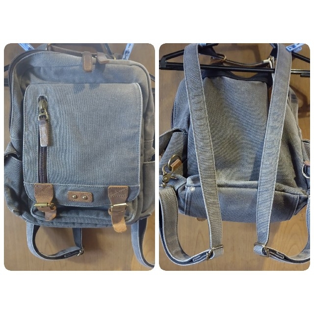 【ハンドメイド】3way キャンバスバッグ メンズのバッグ(バッグパック/リュック)の商品写真
